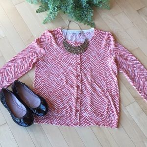 LOFT Chevon Print Pima Cotton Cardigan